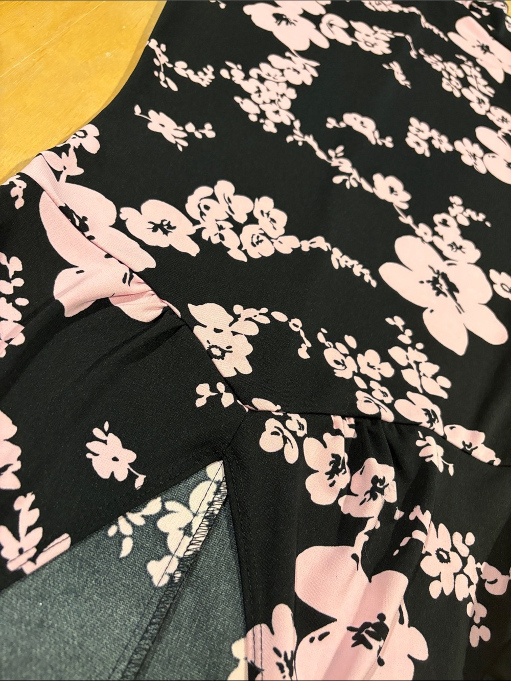 My Michelle ~ Black Dress with Pink Floral Print - Picture 3 of 6